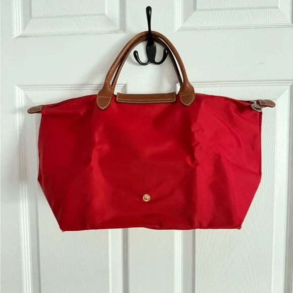 Longchamp Red Tote with Brown Handles - Picture 2 of 10